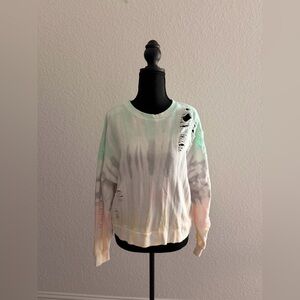Vintage Havana Pastel Tie Dye Distressed Sweatshirt Crewneck